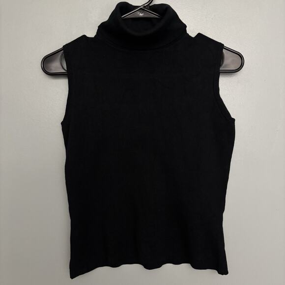 Vintage 90s Joseph A Silk Blend Women’s Sleeveless Tank Top Turtleneck Black S - Picture 1 of 12